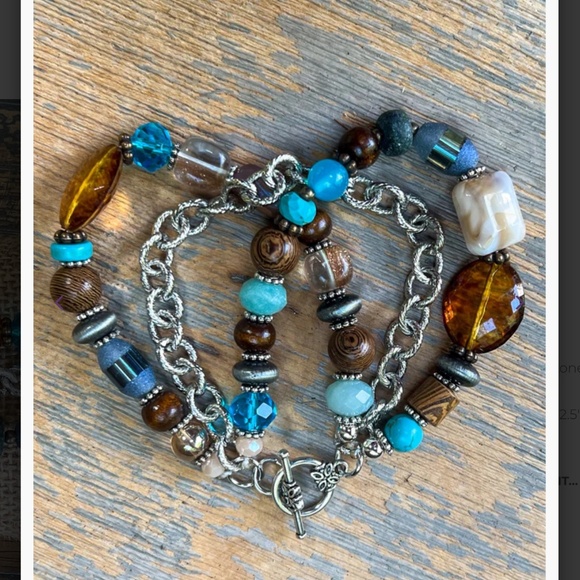 Bohemian “ Gracie “ BOHO Silver 3 Strand Multi Colored Beaded Bracelet - Picture 3 of 4